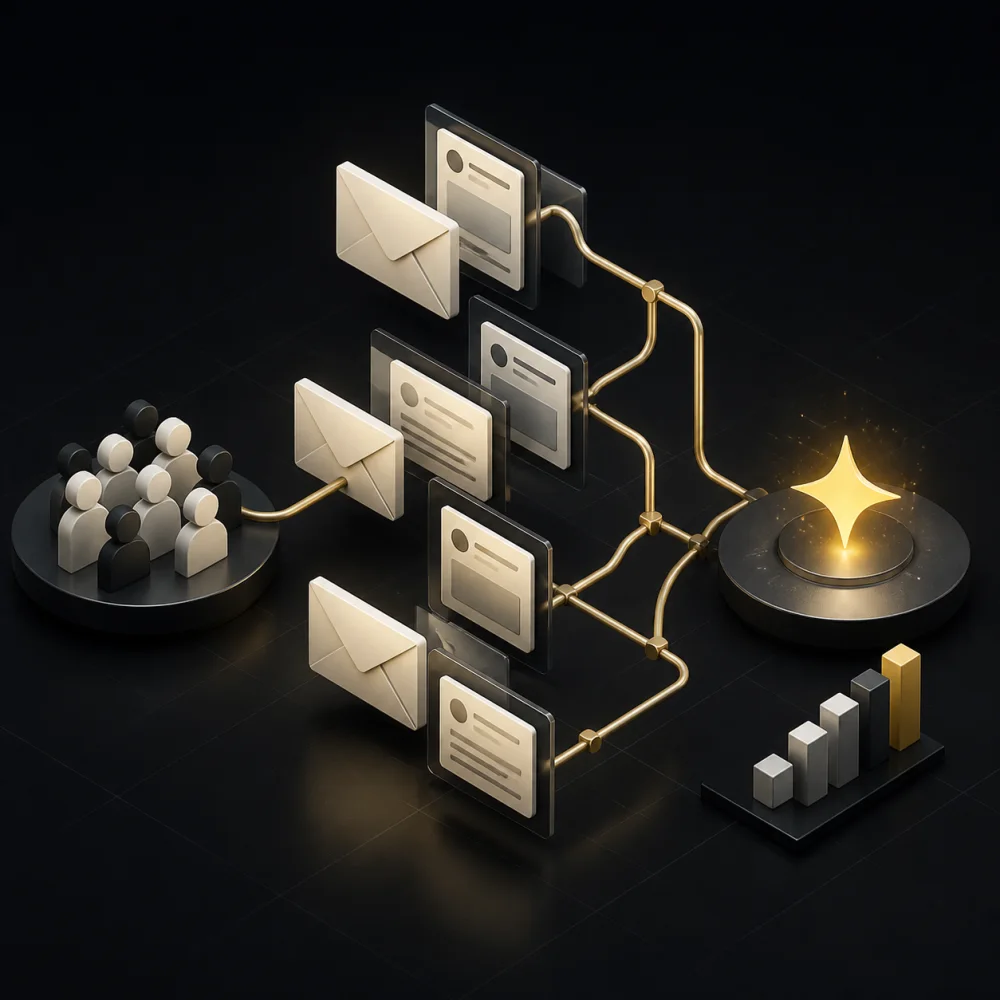 Scénario d’email marketing reliant audience, messages automatisés et mesure